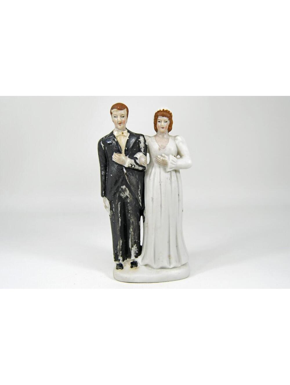 Vintage Wedding Cake Topper Ceramic Porcelain Couple Bride Groom Occupied Japan